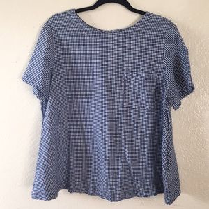Old Navy trapeze blue gingham blouse L